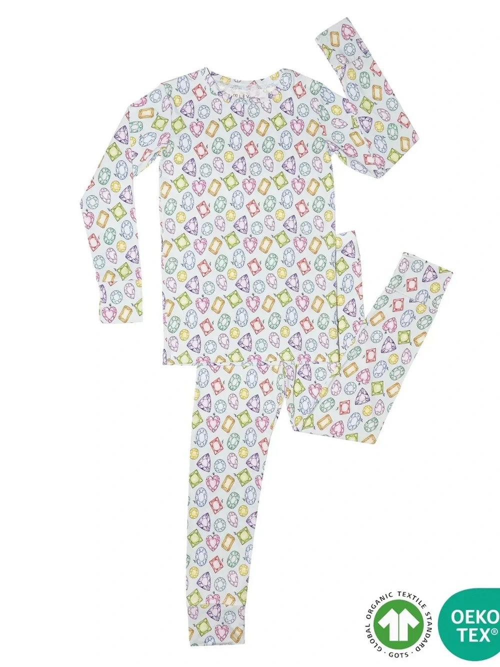 lev baby toddler Girls White Jewel Print Pajama Set, size 5/6T